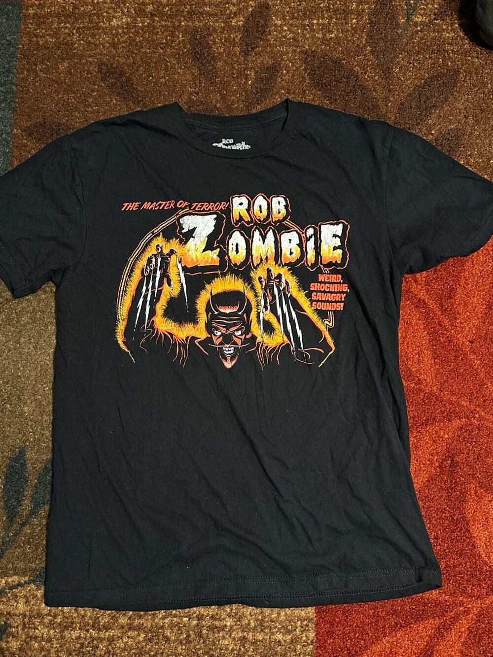 Rob Zombie Master Of Terror T-Shirt Size MD Black Cotton Rock Band Graphic Tee